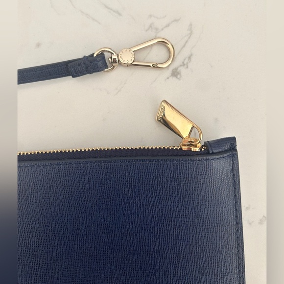 Furla Navy Leather Wristlet with Gold Hardware- LIKE NEW - Picture 6 of 6